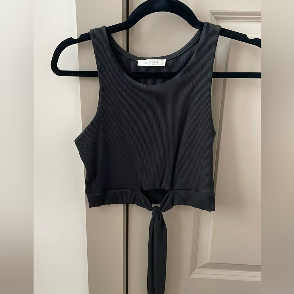 Urban Outfitters cropped black tank with tied front
